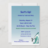 Grafischer Surfer auf Wellen-Sonnenschein und Einladung (Rückseite)