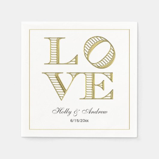 Grafischer Text der Gold-LIEBE Napkins Serviette (Vorderseite)