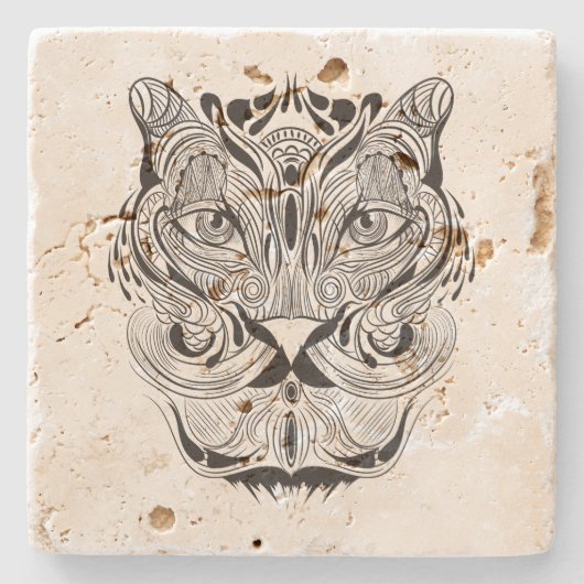 Grafischer Tiger Steinuntersetzer (Vorderseite)