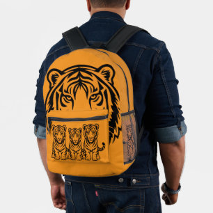 Grafischer Tigerkopf orange Bedruckter Rucksack
