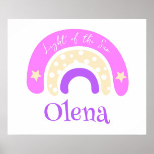 Grafischer, trendiger Regenbogen-Rosa-Kinderzimmer Poster