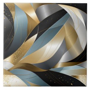 Grafischer Vektor Gold Schwarz Silber Abstrakt Fliese