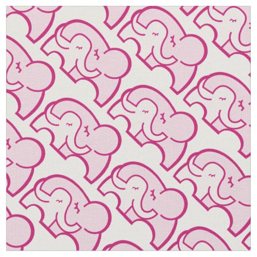 Grafisches Elefantenumarmungs-Pink-Muster Stoff (Nahaufnahme)