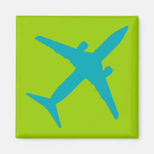 Grafisches Flugzeug im Aqua-Blau Magnet
