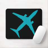 Grafisches Flugzeug im Aqua-Blau Mousepad (Mit Mouse)