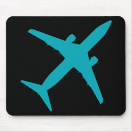 Grafisches Flugzeug im Aqua-Blau Mousepad
