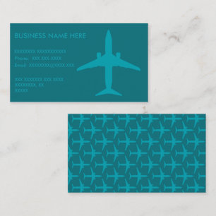 Grafisches Flugzeug im Aqua-Blau Visitenkarte