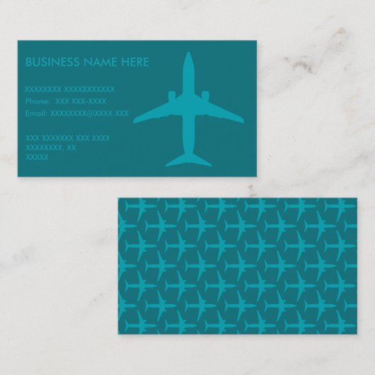 Grafisches Flugzeug im Aqua-Blau Visitenkarte (Vorne/Hinten)