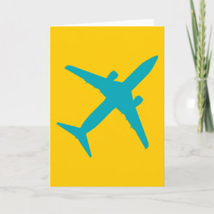 Grafisches Flugzeug in Aquablau Karte