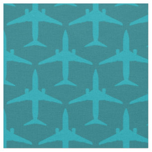 Grafisches Flugzeug in Aquablau Stoff