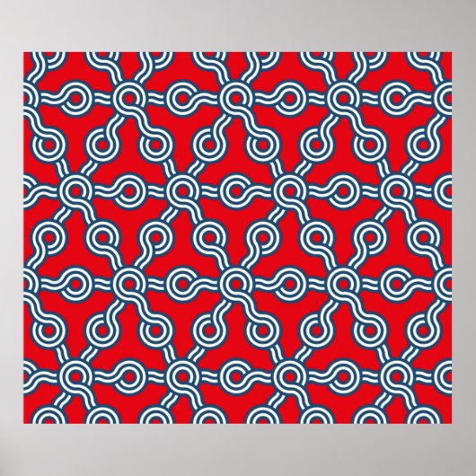 grafisches Gitter nahtloses Muster mit Hexagons gr Poster (Vorne)