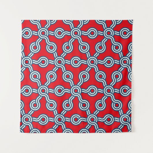 grafisches Gitter nahtloses Muster mit Hexagons gr Wandteppich (Vorderseite)