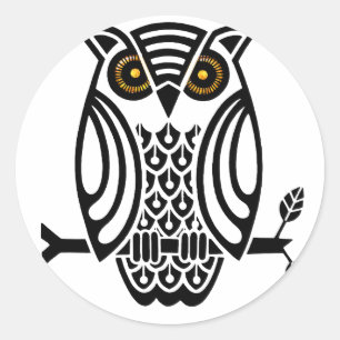 Grafisches Hoot Owl Runder Aufkleber