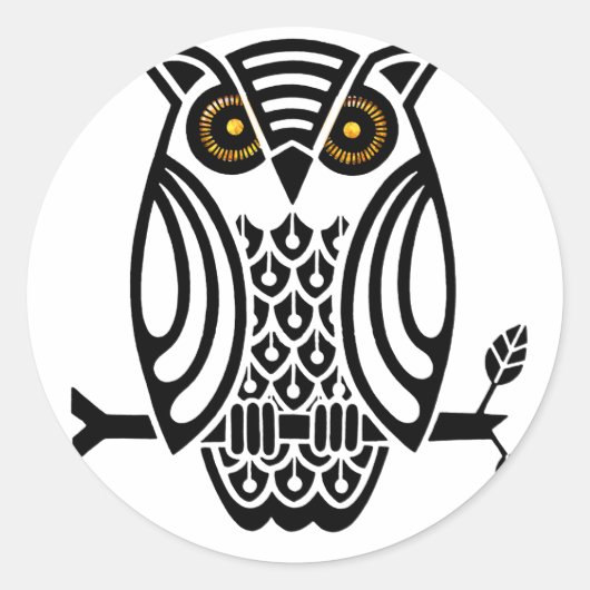 Grafisches Hoot Owl Runder Aufkleber (Vorderseite)