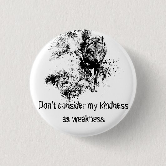 Grafisches Kunst-Grauer Wolf-Wildlife-Kindness-Zit Button (Vorderseite)