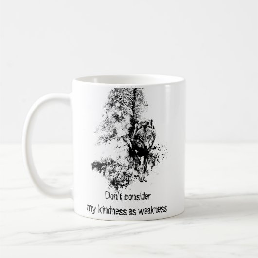 Grafisches Kunst-Grauer Wolf-Wildlife-Kindness-Zit Kaffeetasse (Links)