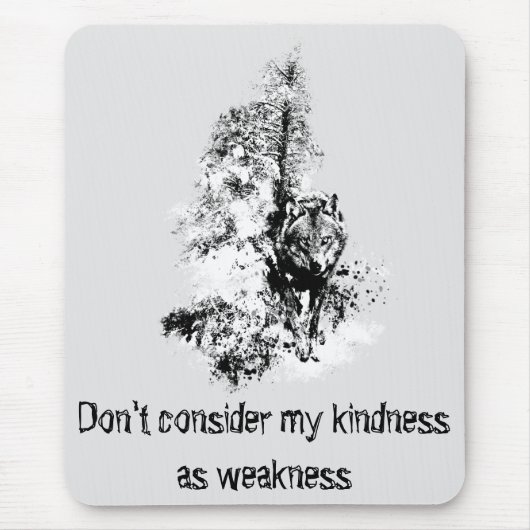 Grafisches Kunst-Grauer Wolf-Wildlife-Kindness-Zit Mousepad (Vorne)