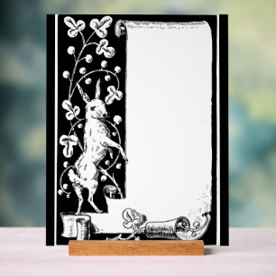 Grafisches Kunstkaninchen und Schriftrolle Acrylsc Acrylschild