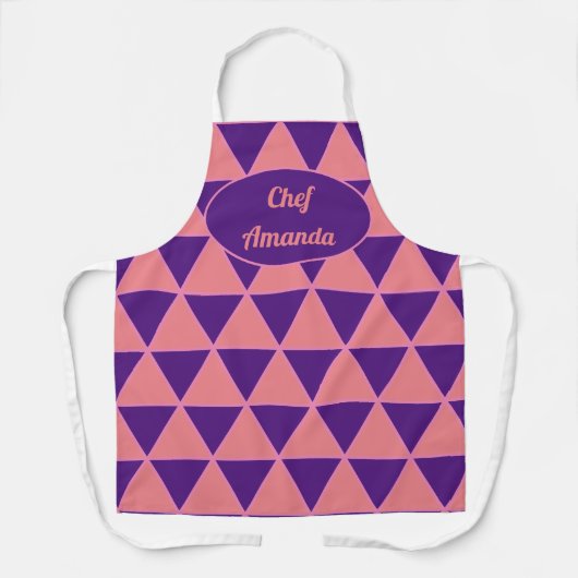 Grafisches modernes Dreieck-Muster mit Namen Schürze (Vorderseite)