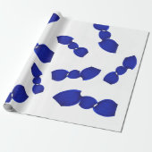 Grafisches Muster blau Geschenkpapier (Ungerollt)