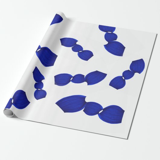 Grafisches Muster blau Geschenkpapier (Ungerollt)