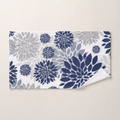 Grafisches Muster der Navy Blue Gray Blume Badhandtuch Set (Handtuch)