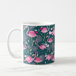 Grafisches nahtloses Muster mit hellen Blume und f Kaffeetasse