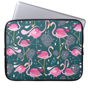 Grafisches nahtloses Muster mit hellen Blume und f Laptopschutzhülle