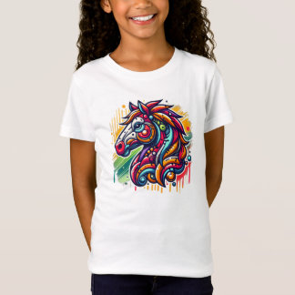 Grafisches Pferd bunt T-Shirt