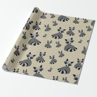 Grafisches Raccoon-Muster Geschenkpapier