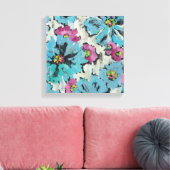 Grafisches Rosa und blaues Blau Leinwanddruck (Insitu (Wohnzimmer))