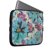Grafisches rosa und blaues Blumen Laptopschutzhülle (Vorne Rechts)