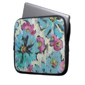 Grafisches rosa und blaues Blumen Laptopschutzhülle (Vorderseite Links)