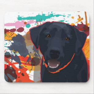 Grafisches Schwarzes Lab-Portrait mit plattierter  Mousepad