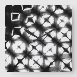 Grafisches Shibori I Quadratische Wanduhr