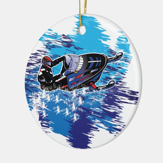 Grafisches Snowmobiler Keramik Ornament (Links)