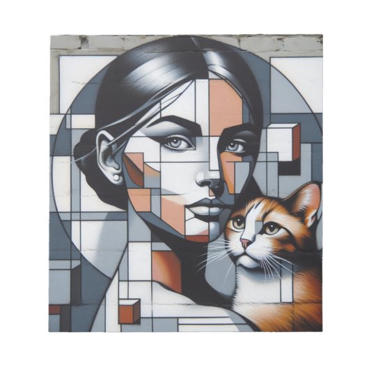 Grafitti Cat Lady Notizblock (Vorderseite)