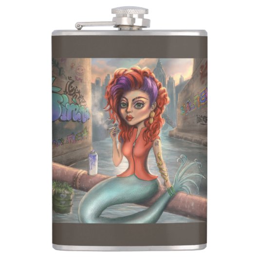 Grafitti Mermaid Flachmann (Vorderseite)