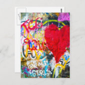 Grafitti Rock Heart Postkarte (Vorne/Hinten)