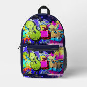 Grafitti Yes Pink Lila Green Rucksack (Vorderseite)