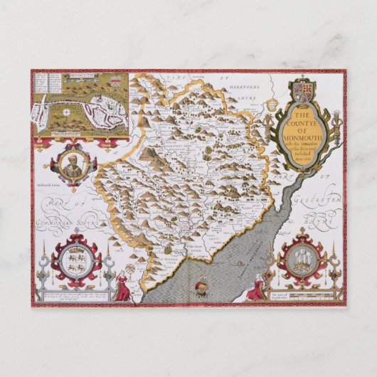Grafschaft Monmouth, eingraviert von Jodocus Postkarte (Vorderseite)
