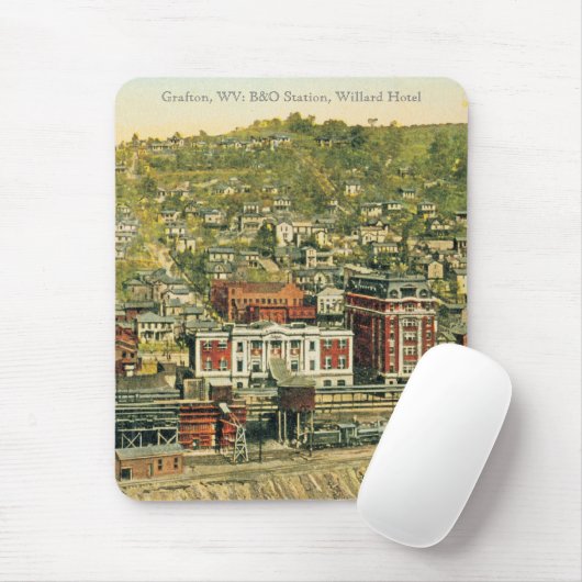 Grafton, WV: B&O Station, Willard Hotel Mousepad (Mit Mouse)