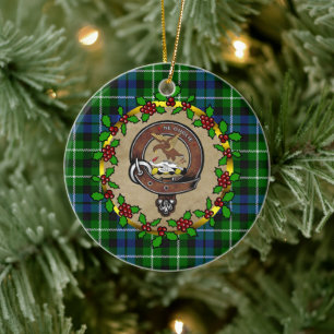 Graham Clan Abzeichen & Tartan Personalisierte Wei Keramik Ornament
