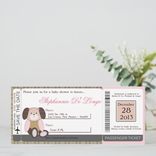 Graham Crackers Girl Pink Babydusche Einladung (Stehend Vorderseite)