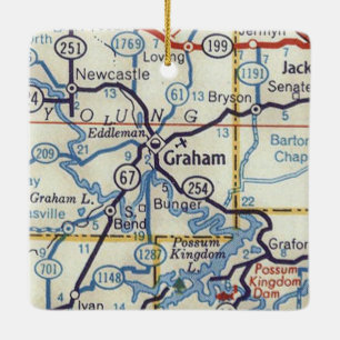Graham Texas 50's Map Keramikornament
