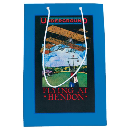 Grahame-Weiß und Flugzeug über Flughafen-Plakat Mittlere Geschenktüte (Vorderseite)