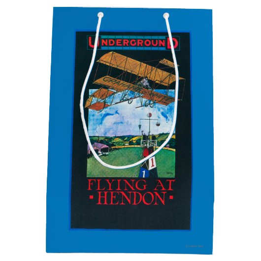 Grahame-Weiß und Flugzeug über Flughafen-Plakat Mittlere Geschenktüte (Rückseite)