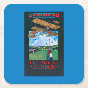 Grahame-Weiß und Flugzeug über Flughafen-Plakat Rechteckiger Pappuntersetzer