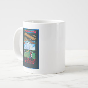 Grahame White und Flugzeug über Aerodrome-Poster Jumbo-Tasse