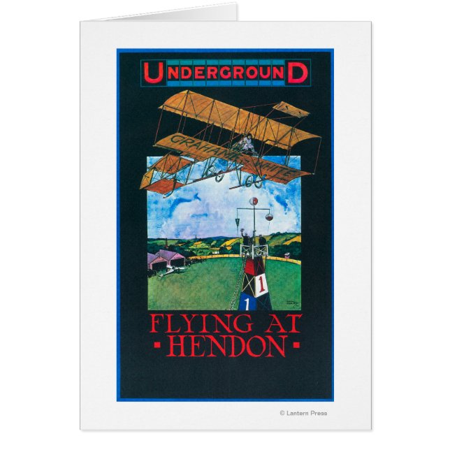 Grahame-White und Flugzeug über dem Flugplatzplaka (Vorne)